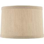 Springcrest Taupe Linen Small Hardback Drum Lamp Shade 15" Top x 16" Bottom x 11" Slant x 11" High (Spider) Replacement with Harp and Finial
