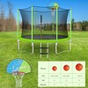 Trampoline For Kids, 10FT Trampoline With Safety Enclosure Net, Basketball Hoop And Ladder, Outdoor Round Recreational Trampoline - 2 of 4
