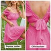 EXLURA Women's 2025 Summer Short Puff Sleeve Casual Short Mini Dresses Tie Back Square Neck A-Line Sundress - 3 of 4