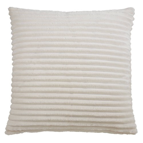 18"x18" Faux Rabbit Fur Pillow Poly Filled Ivory - Saro Lifestyle