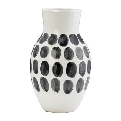 Sagebrook Home 10" Ceramic Vase - Contemporary Abstract Polka Dot Flower Vase Decorative Table Accent