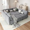 Grey 139" Chenille Sectional Sofa - 9-seater U-shape modular with storage seats, ottomans & reversible chaise - 4 of 4