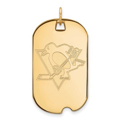 Black Bow Jewelry 10k Yellow Gold Pittsburgh Penguins NHL Large Pendant