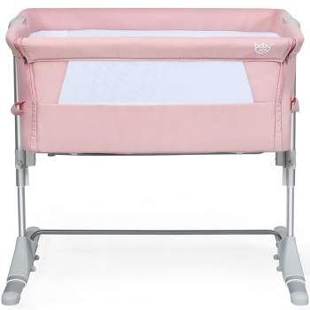 Babyjoy Bassinet Bed Side Crib Infant Sleeper Breathable Mesh with Carrying Bag Pink/Beige/Blue/Green/Grey