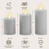 LumiPur 3pk Essentials Natural Glow Flameless Flickering Wax Pillar LED Candles Gray Fog - 3 of 4