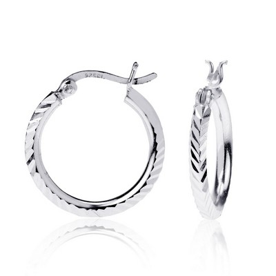 Bella Silver Sterling Silver Small D-C Hoop Earrings - Silver