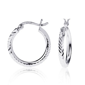 Bella Silver Sterling Silver Small D-C Hoop Earrings - Silver - 1 of 2