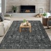 Washable Vintage Foral Rug Non Slip Low Pile Rug Soft Retro Throw Floor Cover Foldable Indoor Carpet for Living Room Bedroom Playroom Nursery - 2 of 4
