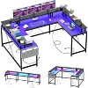 Nasitip 78.8" U-Shaped Desk w/Power Outlets, LED Lights & Monitor Stand – Reversible L-Shaped Office/Gaming Desk w/Storage - 3 of 4