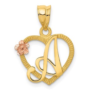 Black Bow Jewelry 14k Two Tone Gold Grace Collection 15mm Heart Initial A Pendant - 1 of 4