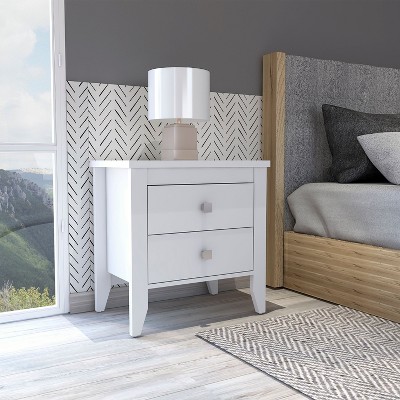 NicBex Wood Nightstand with 2 Drawers,Bedside Tables with Square Metal Handles for Bedroom,Living Room