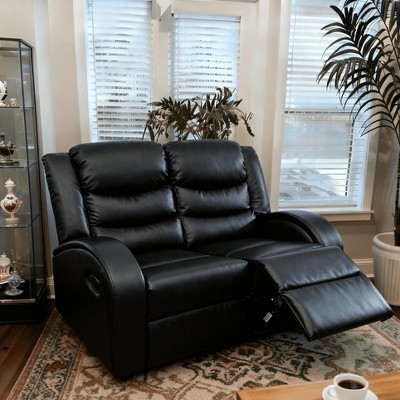 MAYEERTY Power Reclining Loveseat Sofa, Electric 2-Seat Faux Leather Recliner with Adjustable Backrests for Living Room, Black