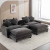 Sectional Sofa with 2 Ottomans, Sofa with USB Ports and Cup Holders and Storage Compartment, Chenille Couch with Plywood Frame-Cuddlewood - 2 of 4