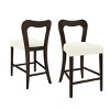 Set of 2 Counter Height Rubberwood Bar Stools,Upholstered Counter Stools with Curved Back,Modern Wood Counter Stools for Kitchen Island-Koiai - 2 of 4