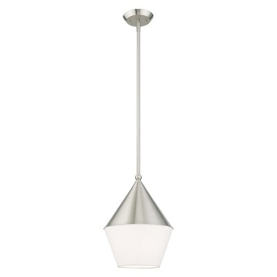 Brushed Nickel Glass Mini Pendant Light for Indoor/Outdoor
