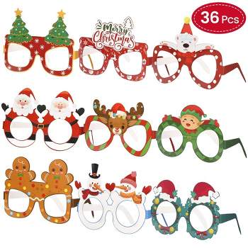 36 Pack Christmas Glasses Frame, Eyeglasses for Christmas Party Holiday Favors and Photo Booth