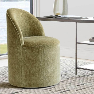 Best Home Office Chair with Wheels Chenille Barrel Upholstered Office Chair Armless for Home Office,Living Room-Tanpinhause