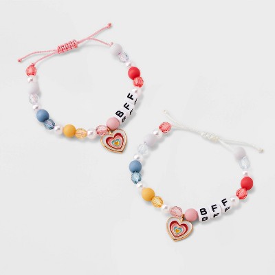 Girls' 2pk Heart Bff Friendship Bracelet Set - Cat & Jack™ : Target