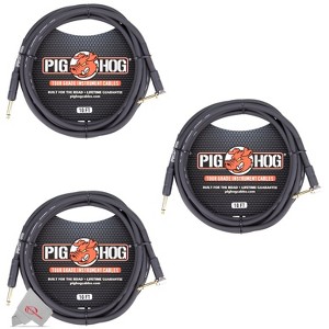 Pig Hog Tour Grade 10ft Instrument Cable 1/4 Inch to 1/4 Inch Right Angle to Straight Connectors (PH10R) - 3 Units - 1 of 3