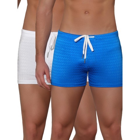 Lars Amadeus Men's Solid Color Drawstring Waist Summer Beach Swimming Trunks 2 Pack Blue/Green 28