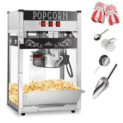 Olde Midway Black Commercial Popcorn Machine with 8-Ounce Kettle