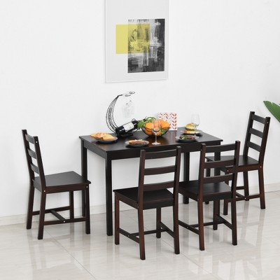 Homcom 5 Piece Dining Room Table Set, Wooden Kitchen Table And Chairs For Dinette, Breakfast ...