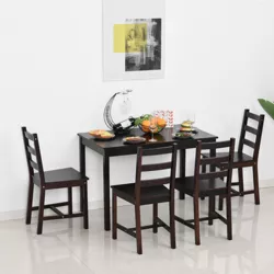 HomCom 5 Piece Dining Room Table Set, Wooden Kitchen Table and Chairs for Dinette, Breakfast Nook
