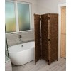 BIRDROCK HOME 3-Panel Seagrass Room Divider - Handwoven Abaca Privacy Screen, Freestanding Partition for Bedroom & Living Room - Brown Wash Frame - 4 of 4