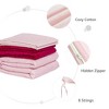 Costway 7 / 10 /15 / 20 lbs Heavy Weighted Blanket 3 Piece Set w/ Hot & Cold Duvet Covers Green/Pink - 3 of 4