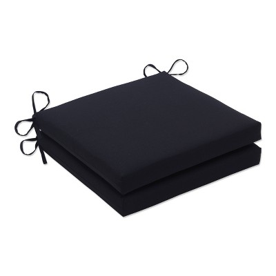 Fresco 2pc Indoor/Outdoor Squared Corners Seat Cushion - Black - Pillow Perfect