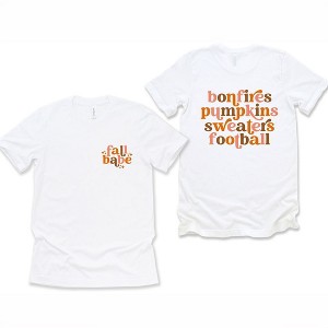 Simply Sage Market Women's Fall Babe Star - Bonfires Pumpkins Sweaters Colorful Front and Back Short Sleeve Graphic Tee - 1 of 4