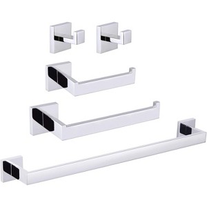 Mixxidea Square Toilet Paper Holder Bundle with Single Towel Hook 2 PCS, Towel Holder, Towel Bar (Polished Chrome) - 1 of 3