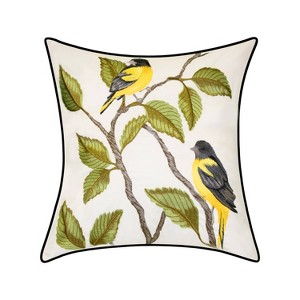 Embroidered Birds Indoor/Outdoor Throw Pillow - Edie@Home - 1 of 4
