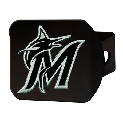 MLB Miami Marlins Chrome Metal Hitch Cover - Black