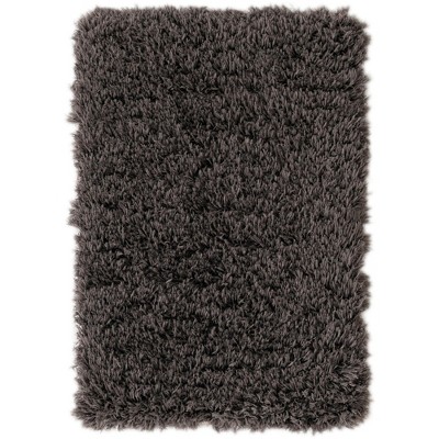 Slate Gray Synthetic Shag Rectangular Indoor Rug 2' x 3'