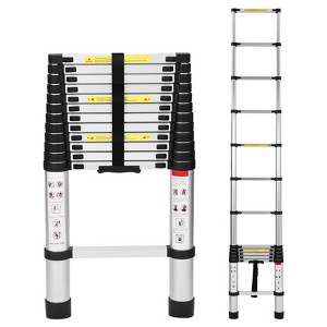 15.5FT Aluminum Telescoping Ladder, 330LB Capacity Collapsible Extension Ladder for Home RV Outdoor Work, Multi-Purpose Lightweight Portable Ladder - 1 of 4