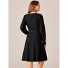 Seta T Women's V Neck Tie Waist Casual Long Sleeve Pleated Knit A-Line Sweater Dress - 4 of 4
