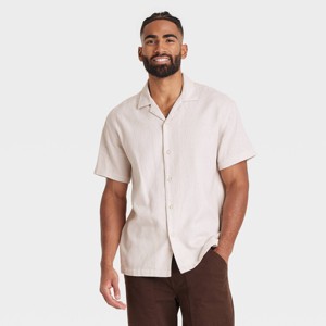 Men's Short Sleeve Slub Camp Button-Down Shirt - Goodfellow & Co™ - 1 of 3