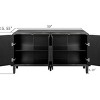 Farmhouse Buffet Cabinet with Shelves, Curved 4-Door Sideboard Credenza, Washed Decorative Storage Cabinet with Wooden Handles-Maison Boucle - 4 of 4