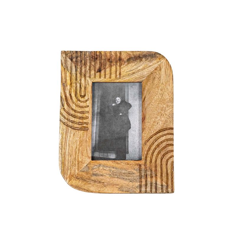 4x6 Inch Carved Arch Picture Frame Natural Mango Wood, MDF & Glass by Foreside Home & Garden, 1 of 8