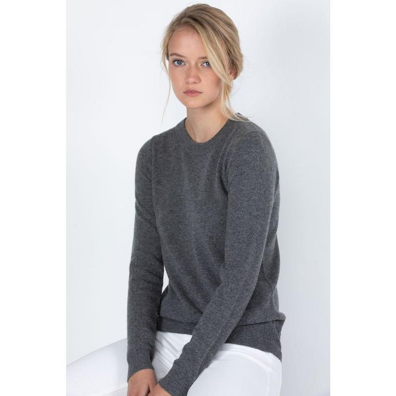 JENNIE LIU Women's 100% Pure Cashmere Long Sleeve Crew Neck Pullover Sweater, 4 of 5