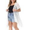 Agnes Orinda Women's Plus Size Lace Crochet Short Sleeves Sheer Open Front Trendy Cardigan - 2 of 4