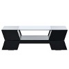Modern 2-Tier Glass Top Coffee Table with Storage,Geometric Black Center Table with Open Shelf and Cabinets for Living Room-Maison Boucle - 4 of 4