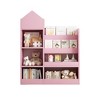 Vynxaria Pink Kids Wooden Bookshelf: Toy Storage Organizer with 6 Compartments & 2 Baskets, Multi-Shelf Cubby for Books and Toys - 4 of 4