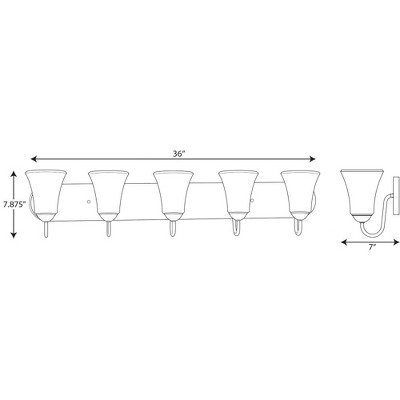 Classic Black 5-Light Bath Vanity with Bell-Shaped Glass Shades