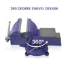 6" Heavy Duty Bench Vise - 360° Swivel Base With Locking Mechanism for Woodworking, Metalworking & DIY Projects - Blue - 3 of 4
