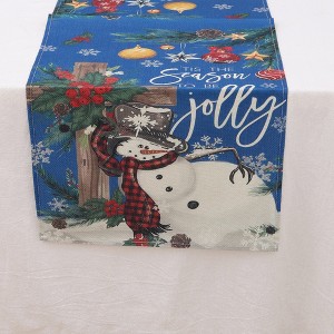 Unique Bargains Table Runner Rectangular Winter Christmas Pattern 25 Linen Colorful 1 Pc - 1 of 3