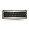 Black Bow Jewelry Mens 10mm Titanium Black Plated Cable .05ctw Diamond Standard Fit Band - 3 of 4