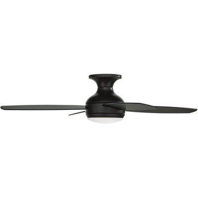 52" Matte Black Industrial Hugger Ceiling Fan with LED Light and Remote