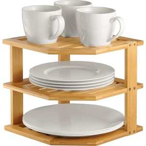 Attop Cabinet Organizer Shelf - Bamboo Corner Rack for Kitchen Cabinet Space Saver Pantry and Bathroom Storage - 1 of 4